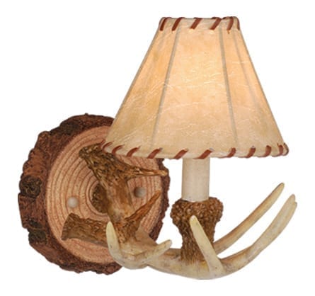 1-Light Natural Antler Wall Sconce Pine Tree Rustic Cabin Lodge Fixture Lighting 